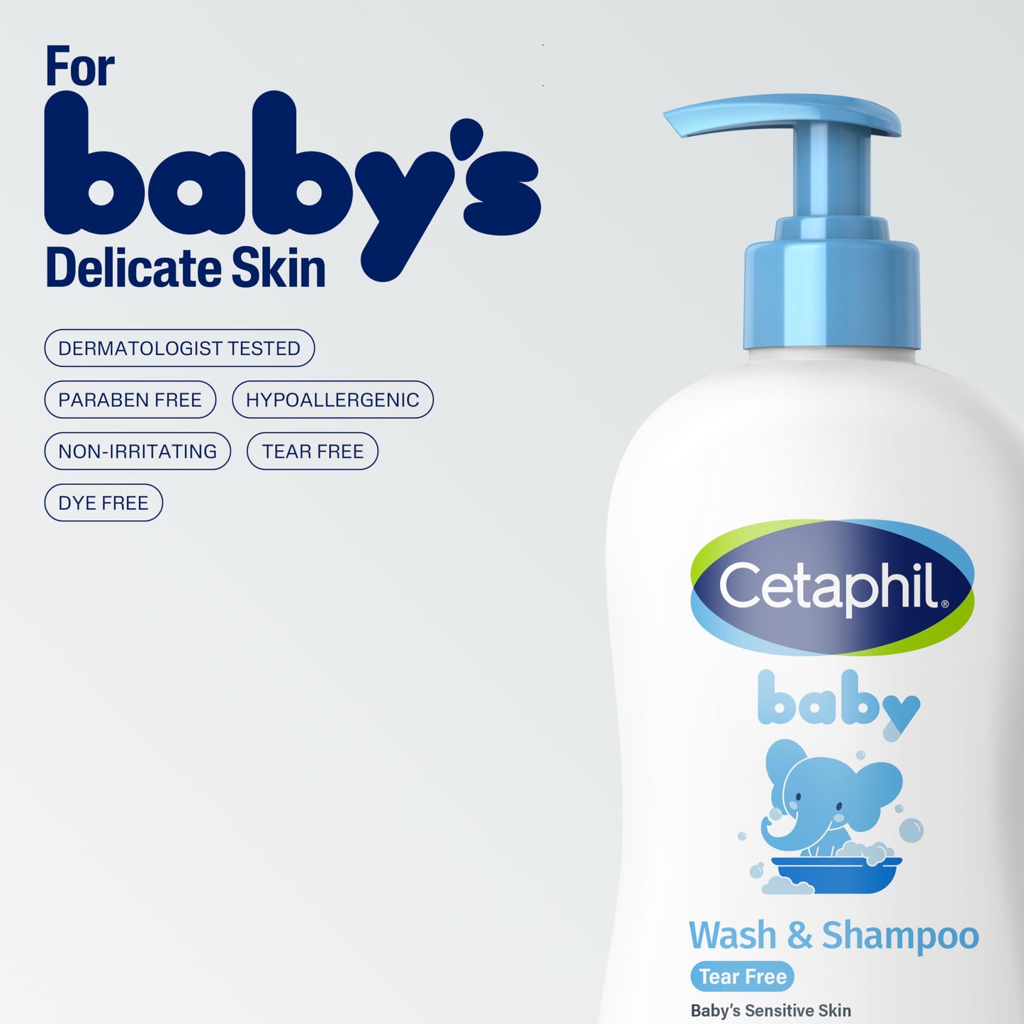 Cetaphil Champú y gel de baño para bebé con caléndula orgánica, sin lágrimas