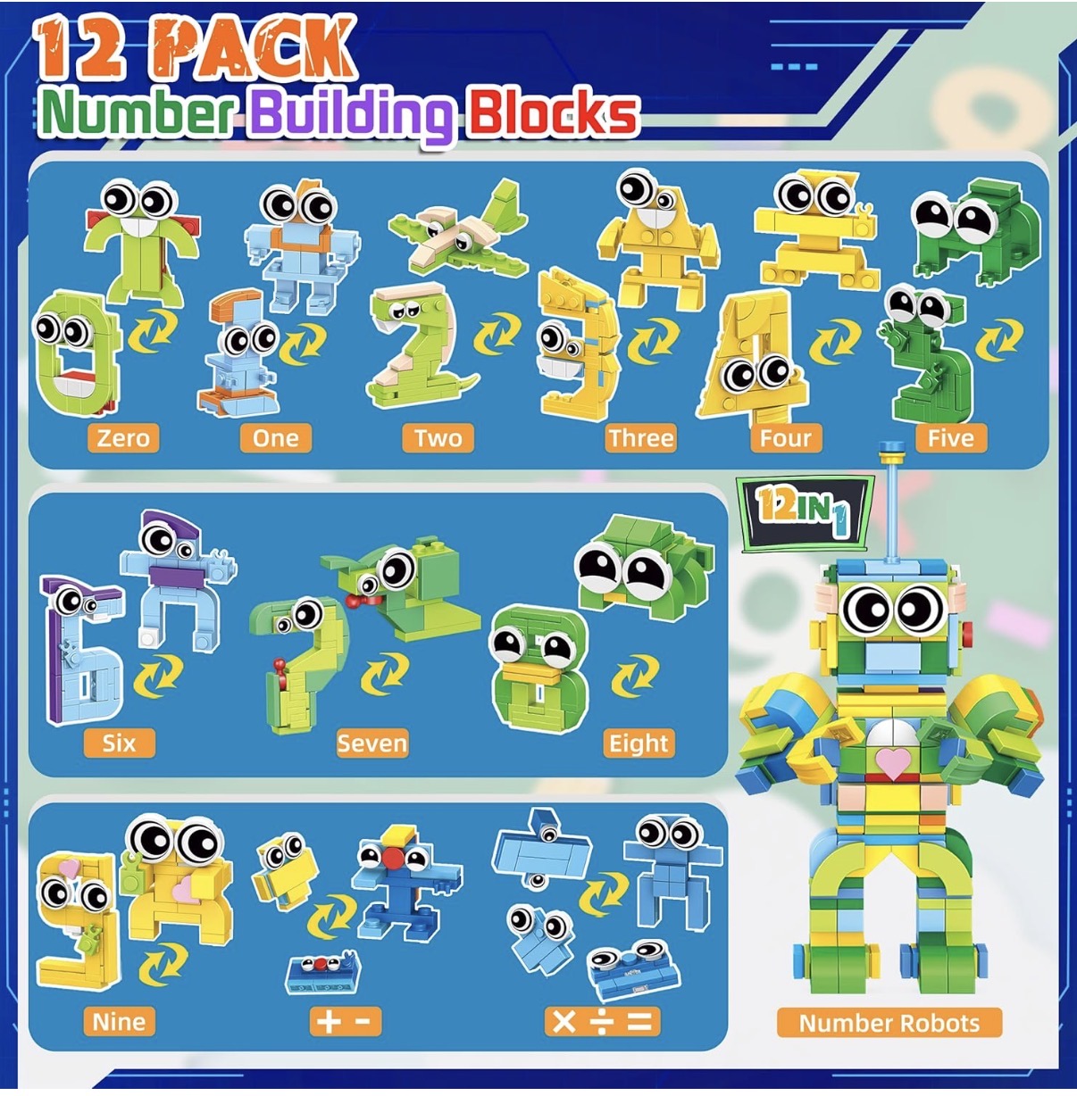 LINAYE 12 Pack Building Blocks Set