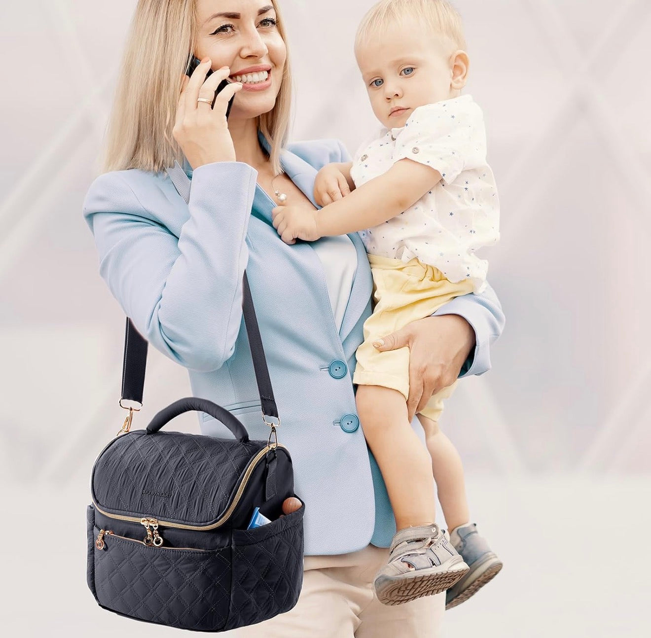 SFYBYHEART Bolsa de viaje enfriadora de leche materna con bolsa de hielo para 6 biberones de hasta 9 onzas