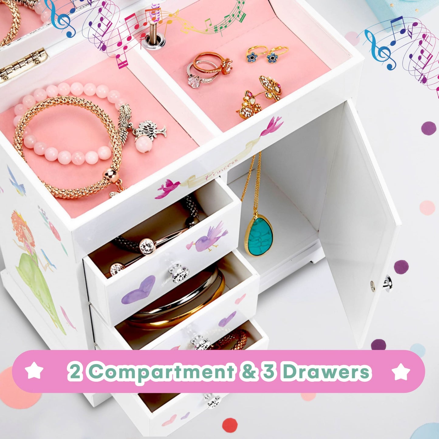 JewelKeeper - Joyero vertical con 3 cajones