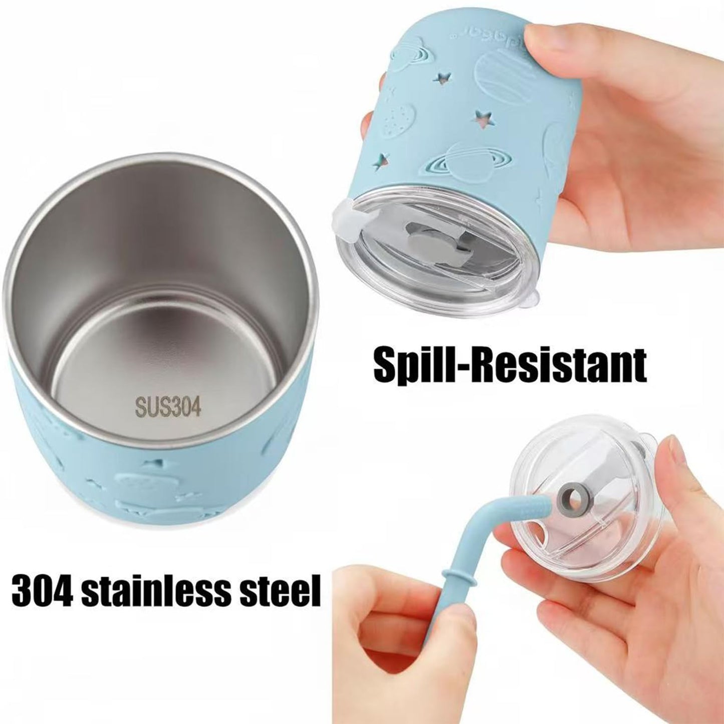 Juego de alimentación para bebés de acero inoxidable | 2 platos de succión divididos