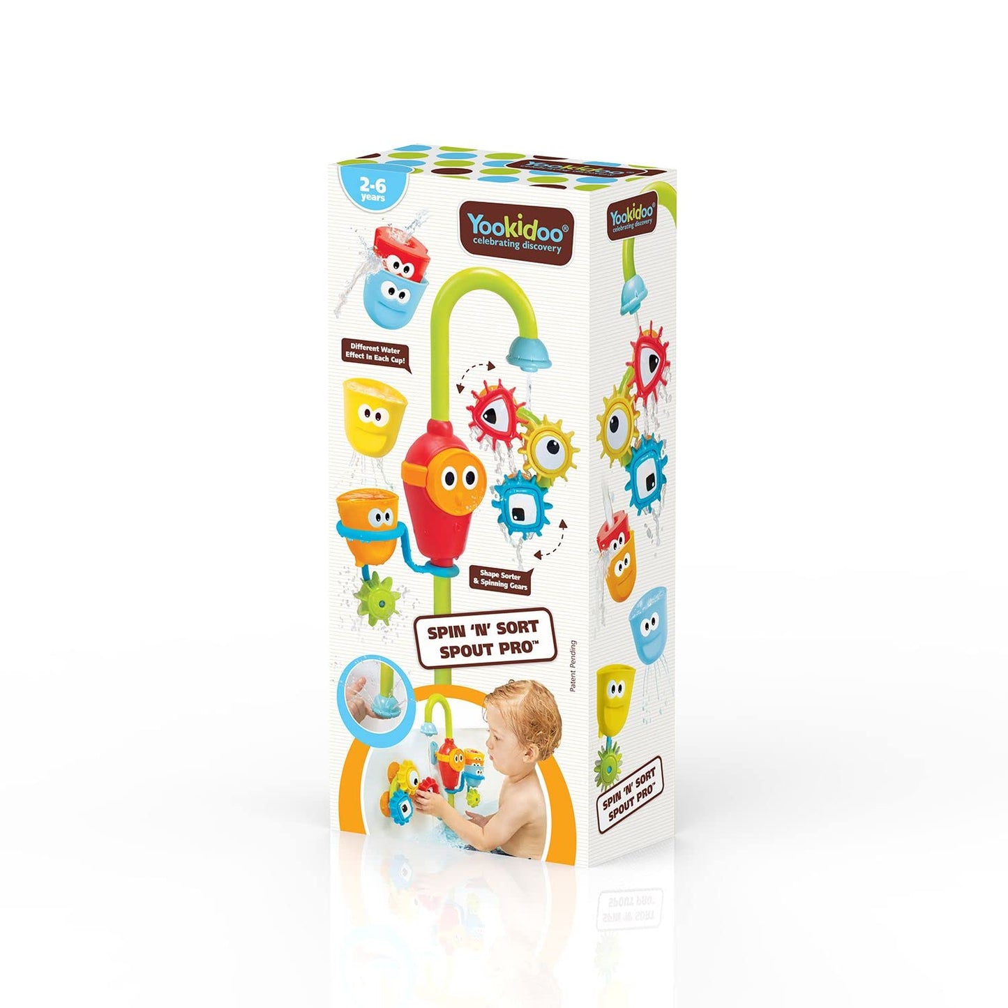 Juguete para bebé baño, tazas apilables, boquilla automática de centrifugado y engranajes con ventosa