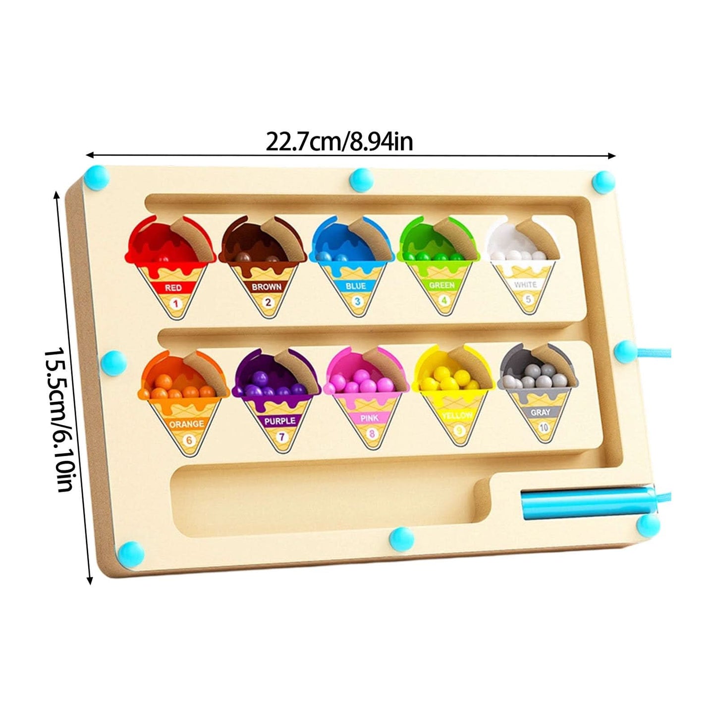 Juego de clasificación de colores: Laberintos numéricos de madera