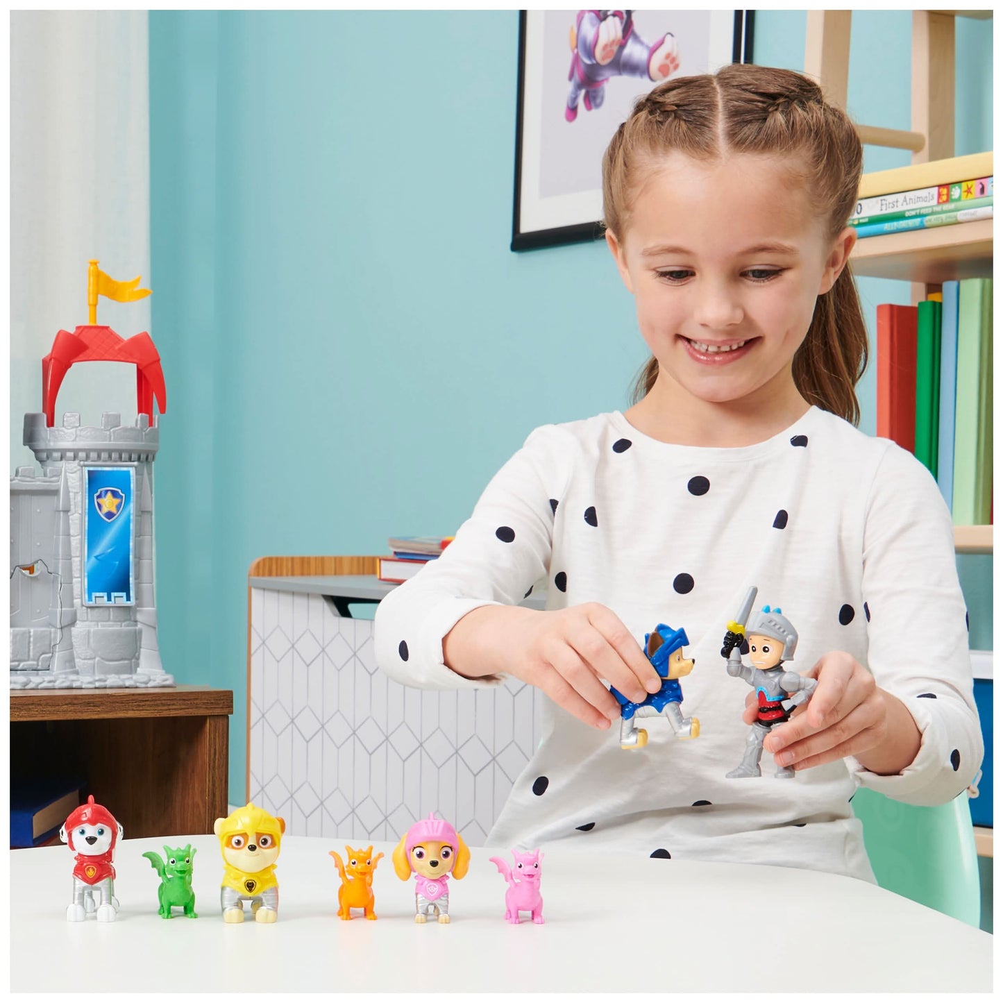 Paw Patrol, Rescue Knights Ryder and Pups, paquete de regalo con 8 figuras de juguete