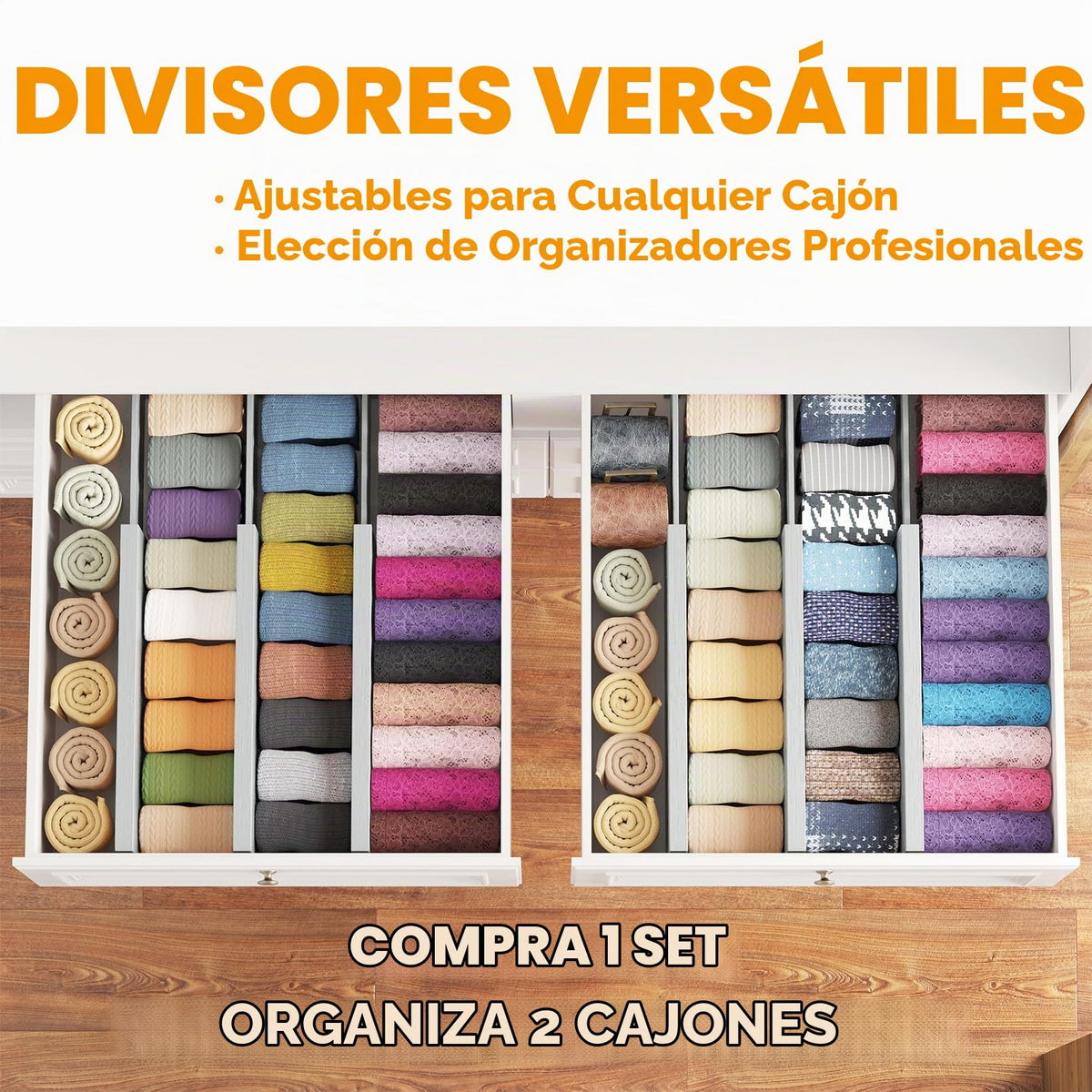 SpaceAid Separadores de Cajones de Bambú para Cómoda, Paquete de 6