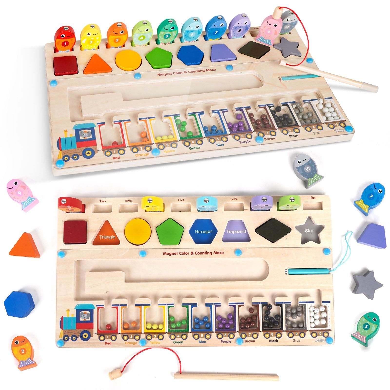 Ulikey Laberinto Magnético De Dinosaurios – Juego Montessori De Madera Con Números Y Colores, 55 Cuentas Y Bolígrafo Magnético, Motricidad Fina Desde 3 Años