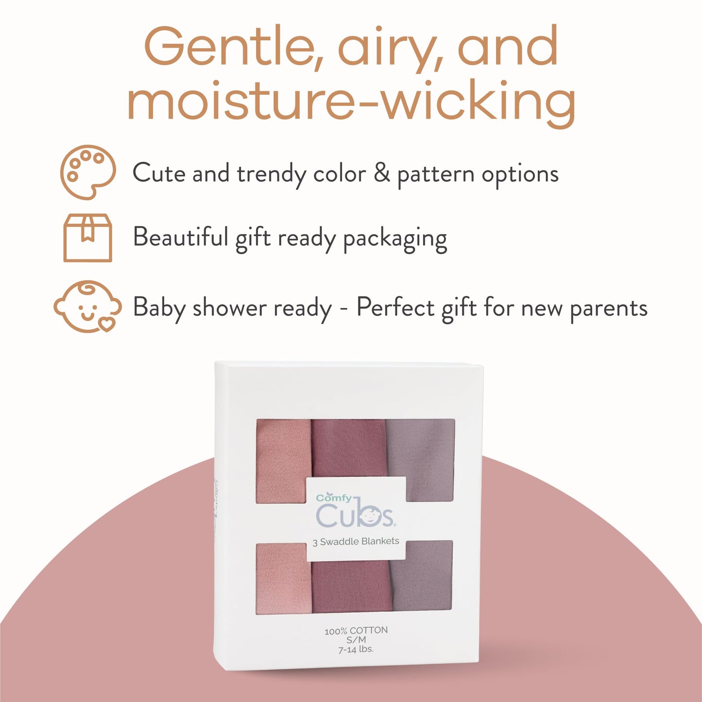 Comfy Cubs Manta de envolver para bebé, 3-6 meses