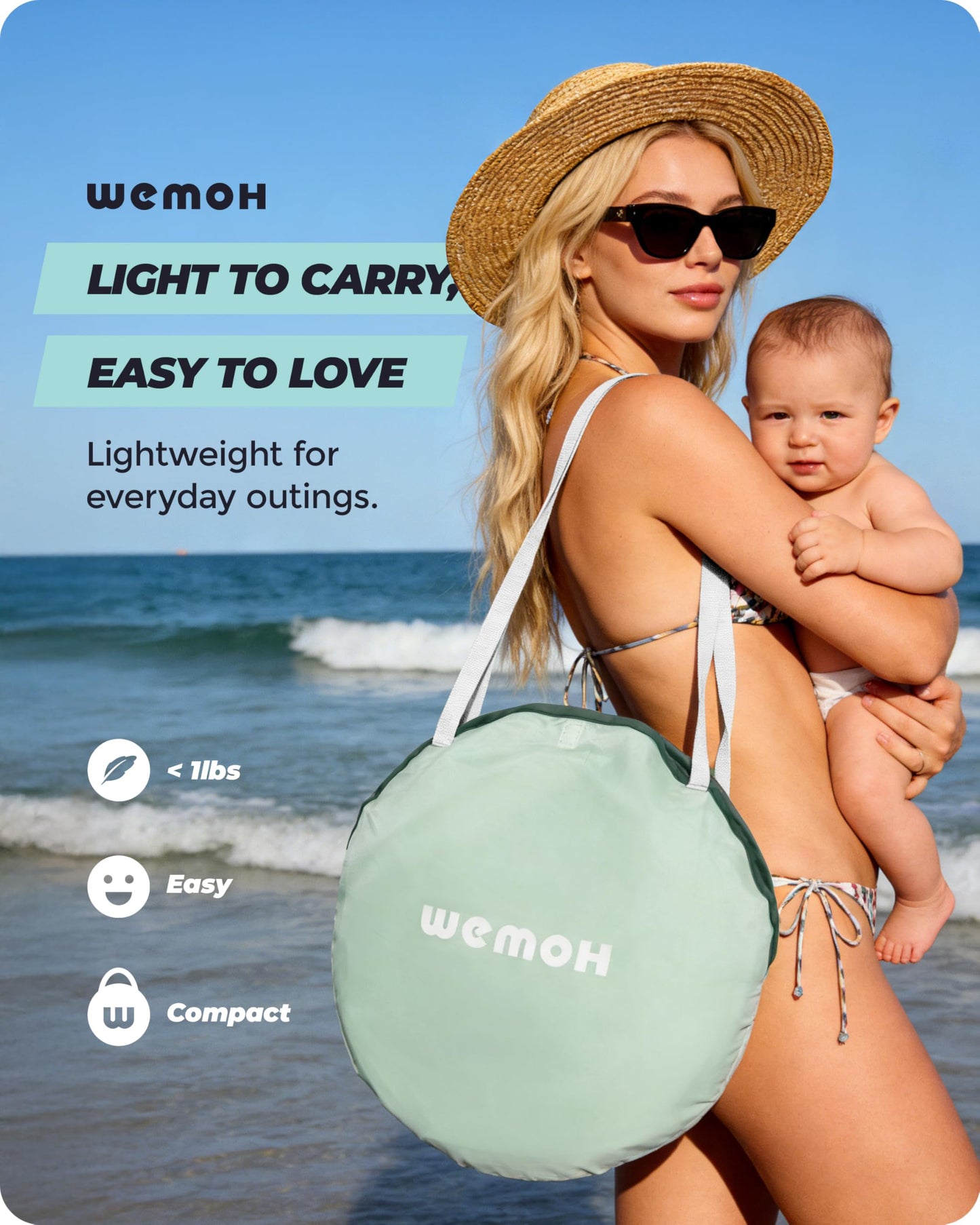 Tienda de campaña de playa para bebé, con protección solar UPF 50+