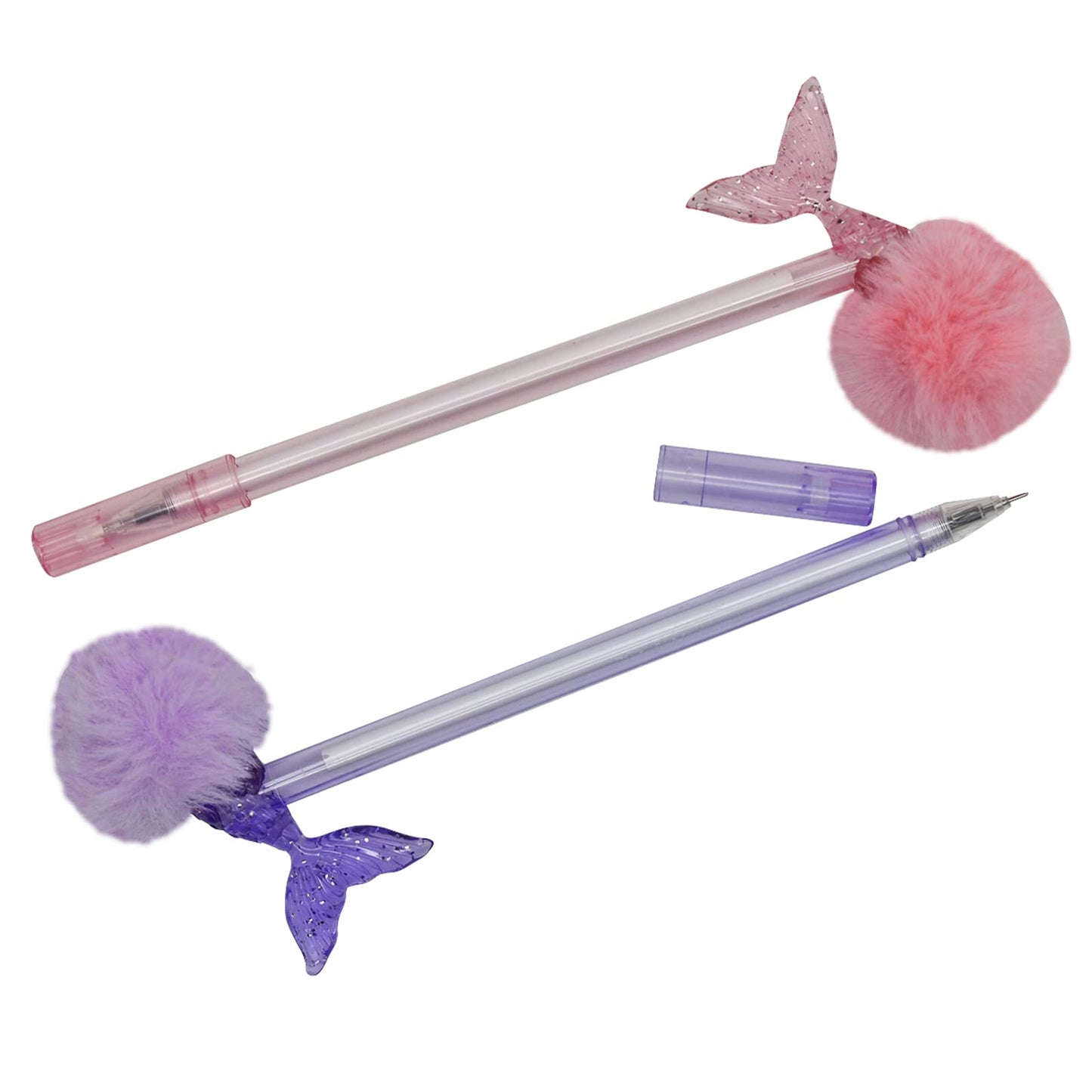 Maydahui 12 bolígrafos de gel con pompones de cola de sirena