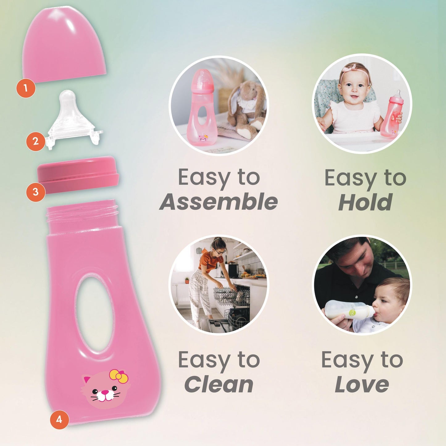 Avima Easy Grip - Biberones anticólicos para bebés, sin BPA, 8 onzas