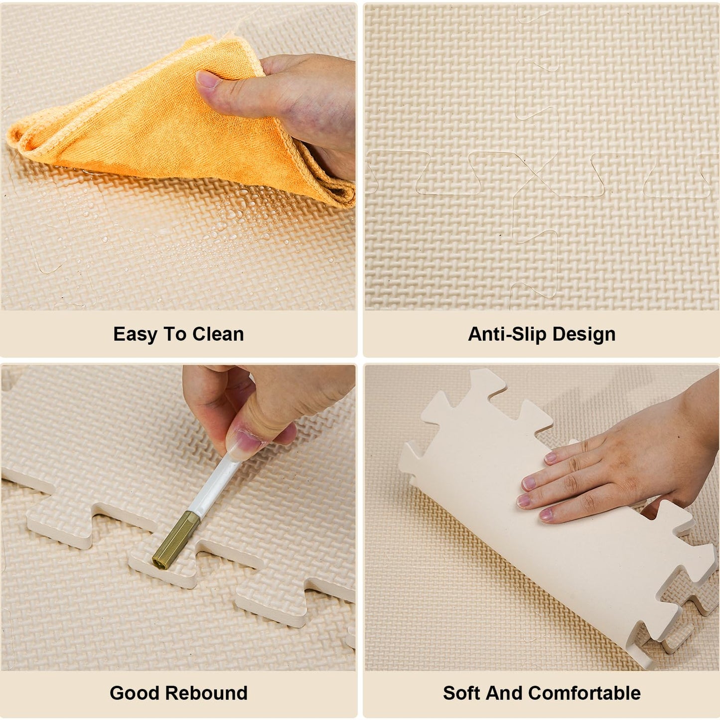 Tapete de juego de espuma para bebé, blanco, azul y verde, 18pcs 30x30cm