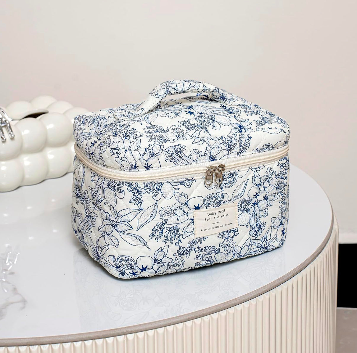 Bolsa de maquillaje acolchada de viaje