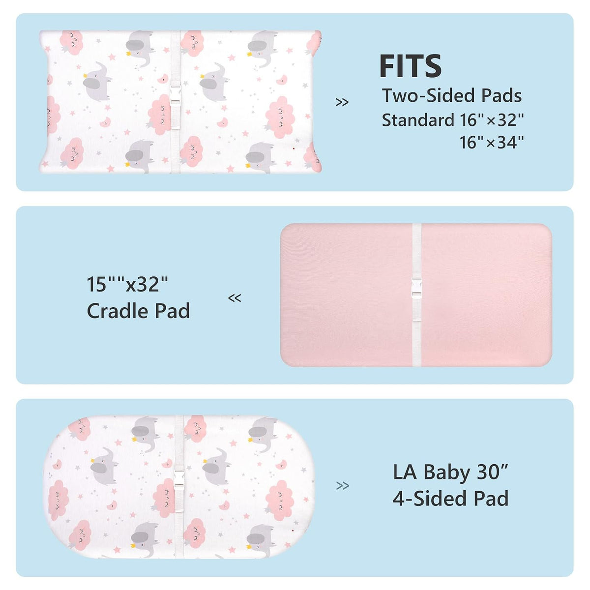 Funda para cambiador TILLYOU en suave material tipo jersey, para cambiadores de 32–34 × 16 pulgadas