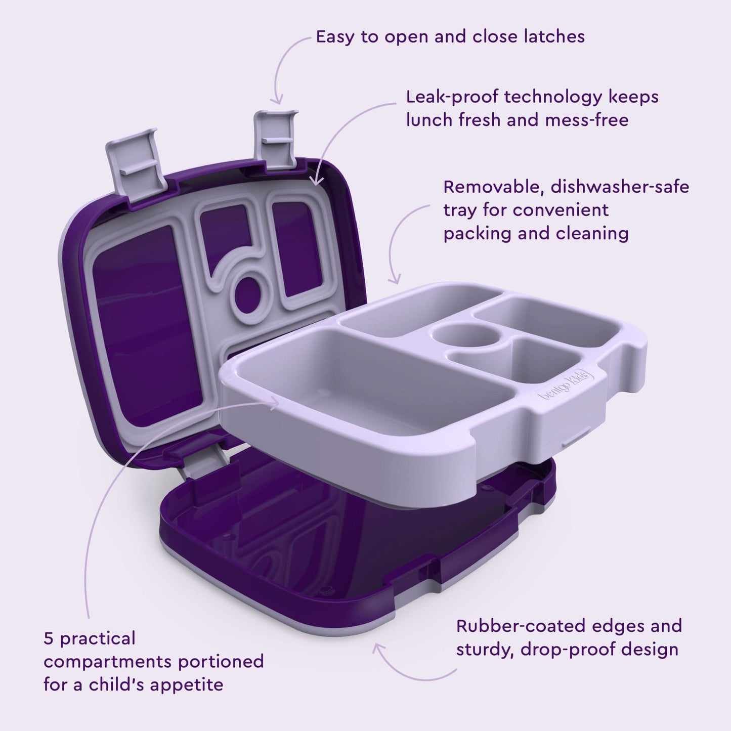 Bentgo Kids Prints, Lonchera infantil a prueba de fugas, 5 compartimentos