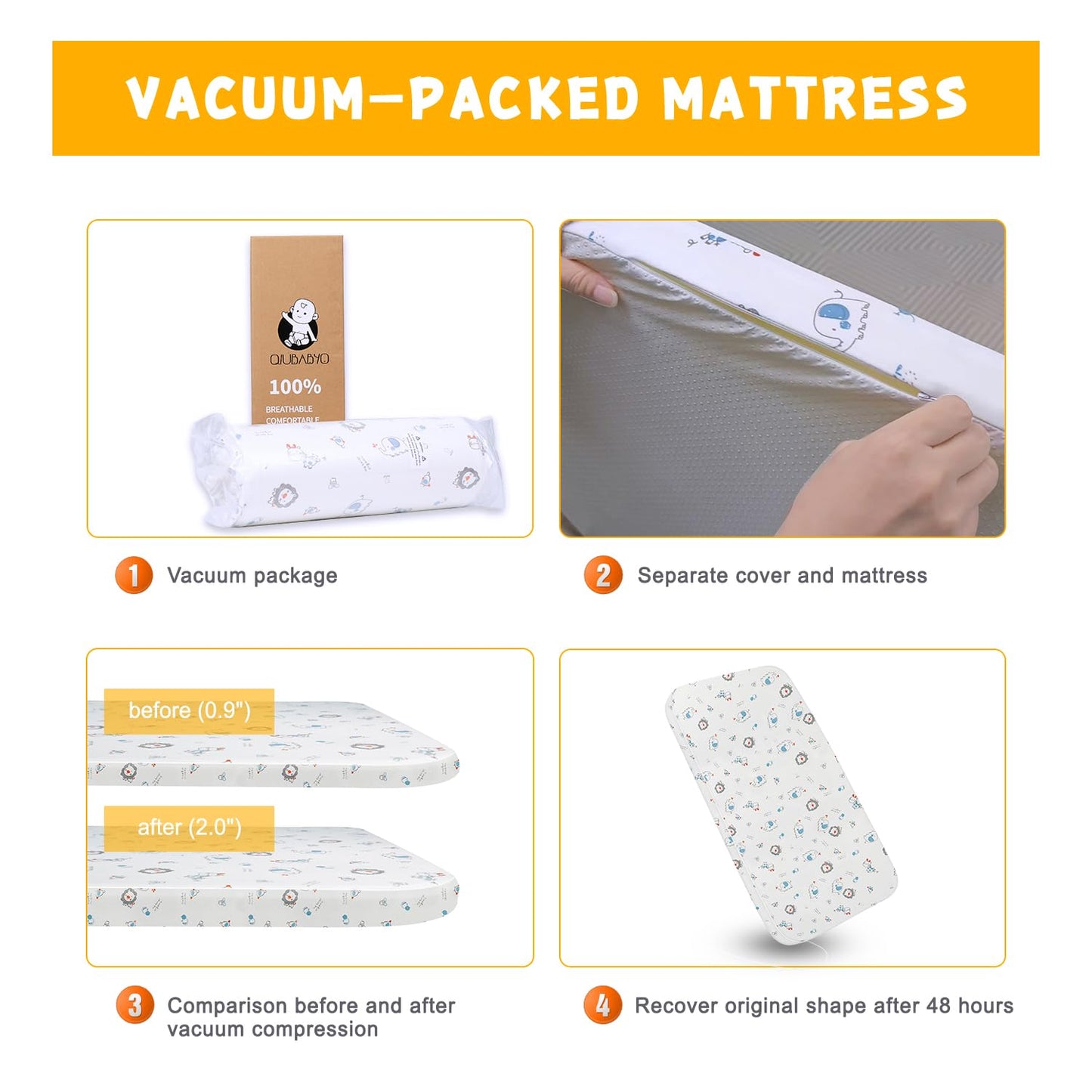 Colchón de espuma viscoelástica para pack n play, 38 "x 26" x 2 pulgadas