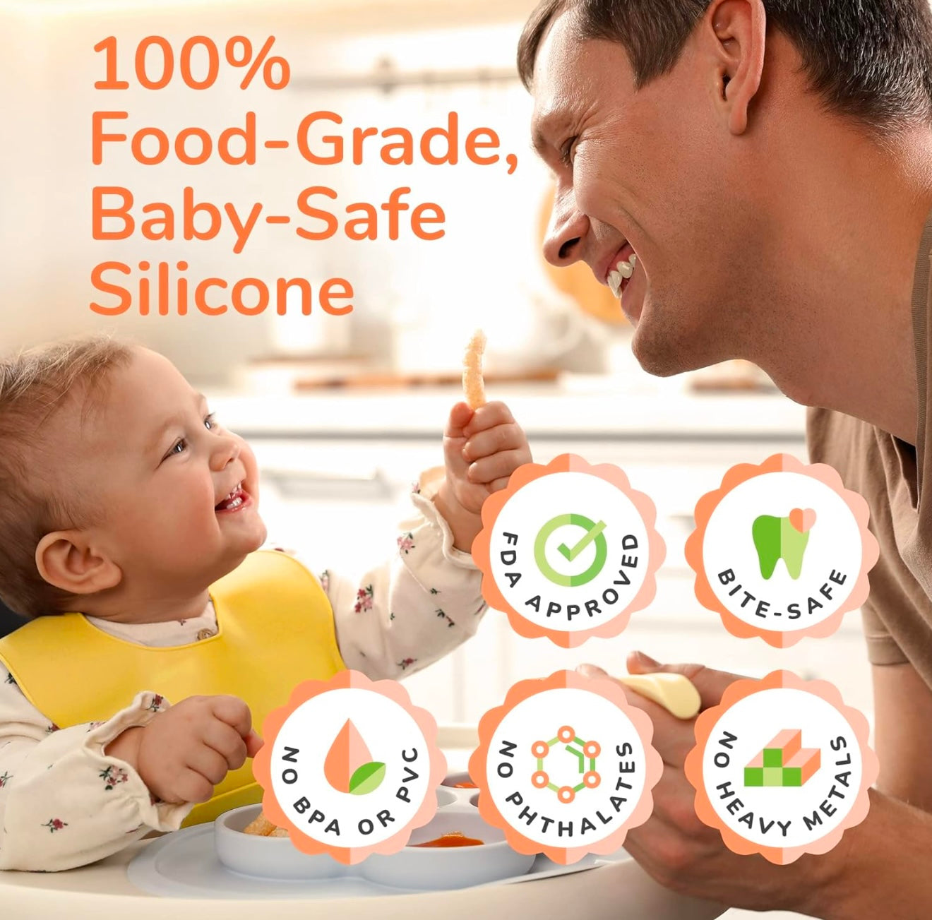 Baberos de silicona para bebés, baberos para comer, 2 baberos de silicona lavables