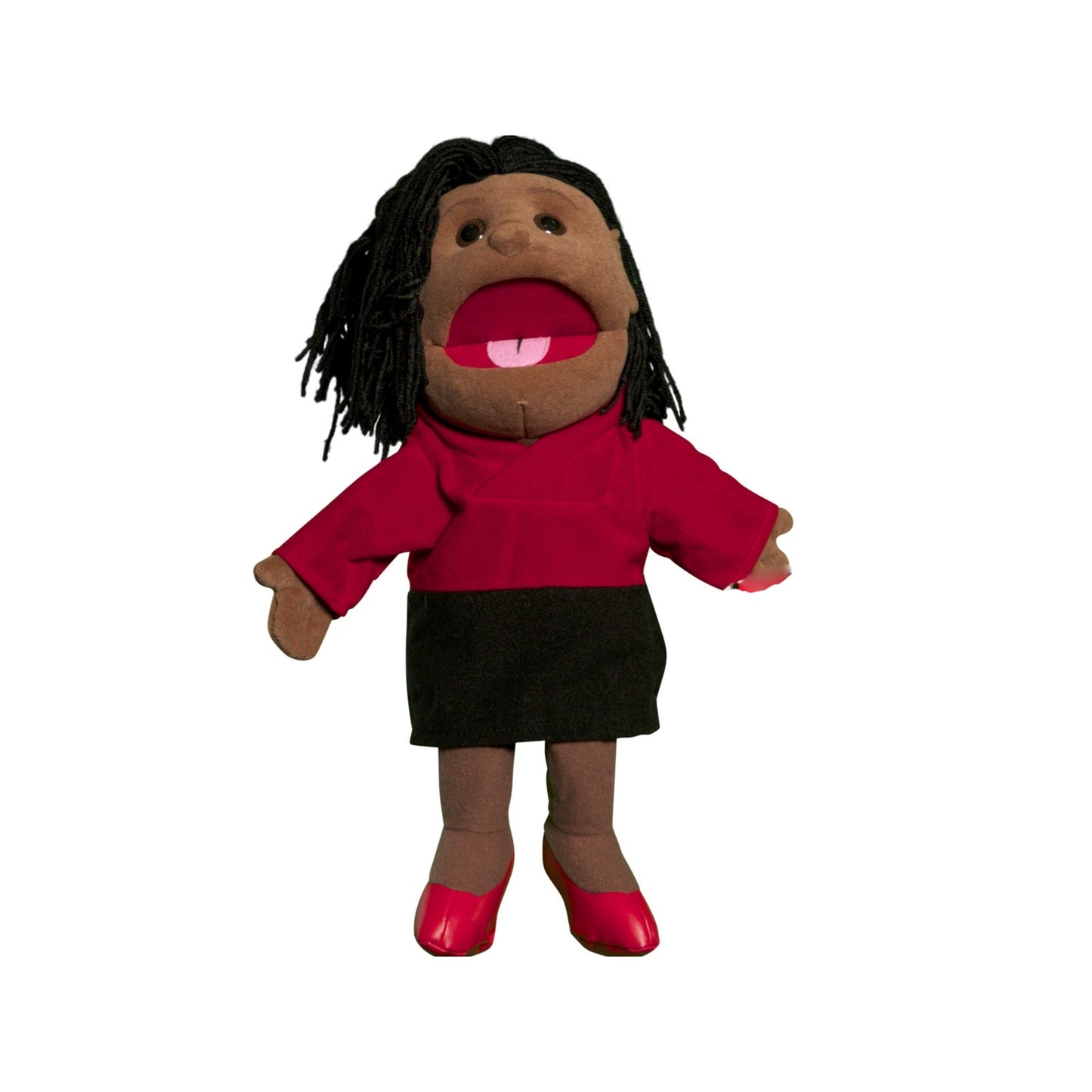 Sunny Toys-Marioneta de guante de 14" con forma de mamá étnica con vestido rojo