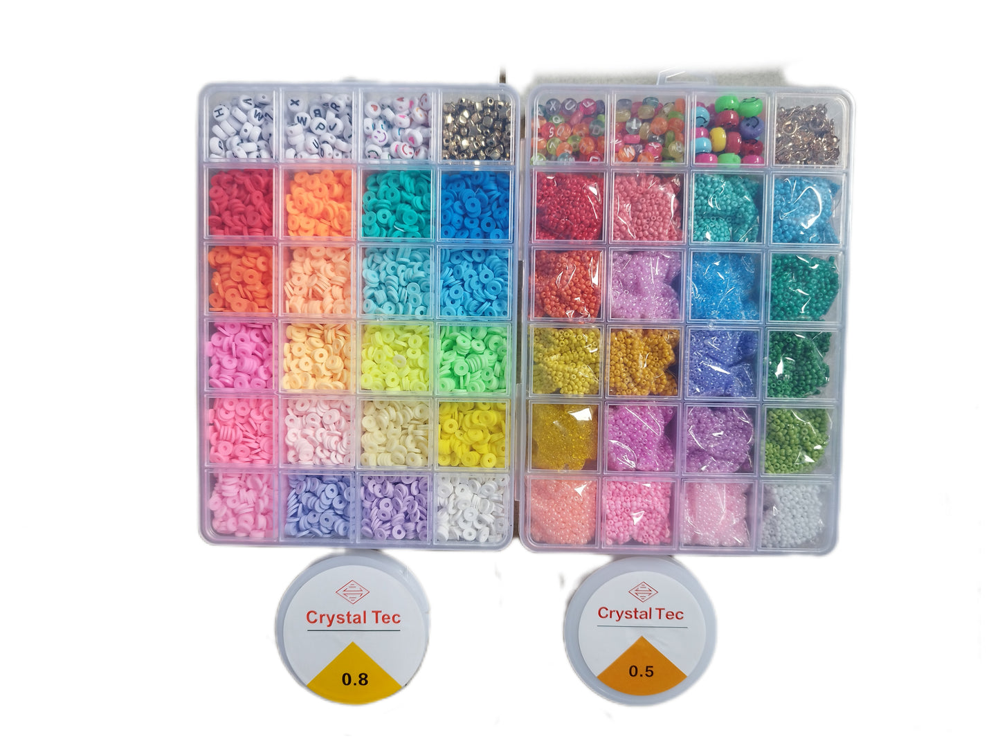 Set para realización de pulseras, Cuentas de arcilla y de vidrio y accesorios de letras