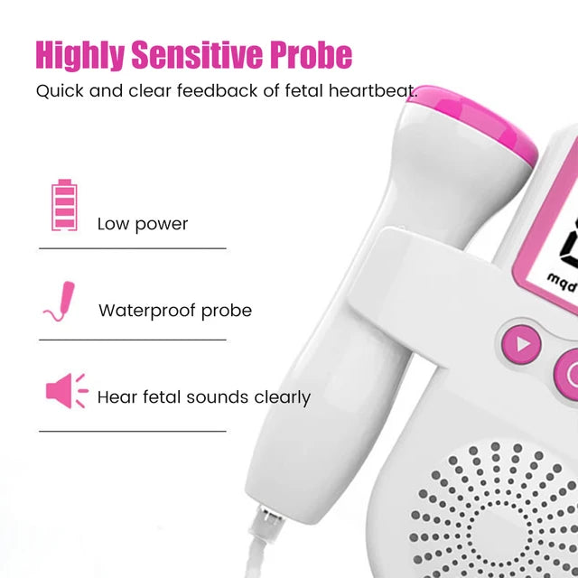 Medidor de Sonar de Monitor de ritmo cardíaco Doppler Fetal para embarazo en casa, color celeste