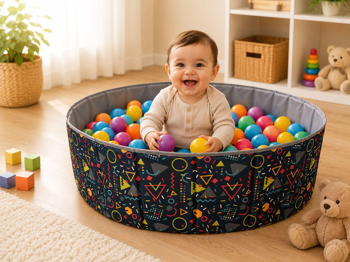 Piscina de bolas plegable para bebés, azul