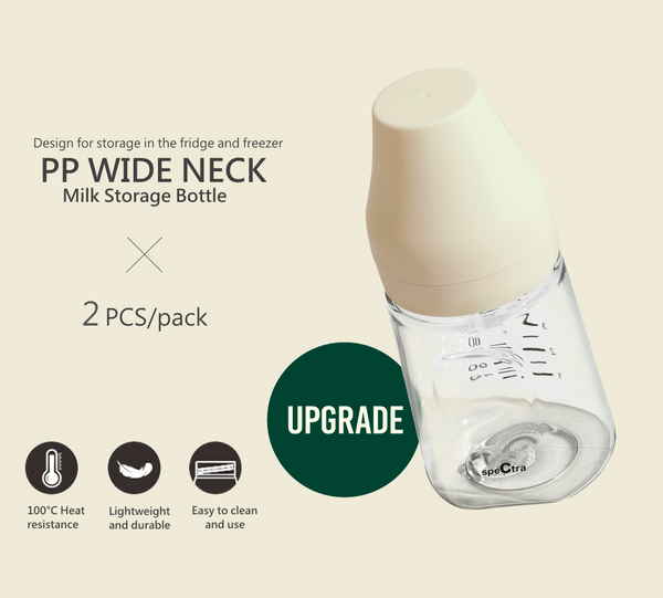 SPECTRA PP- Botella de almacenamiento de leche de cuello ancho 160ml Paquete de 2 piezas