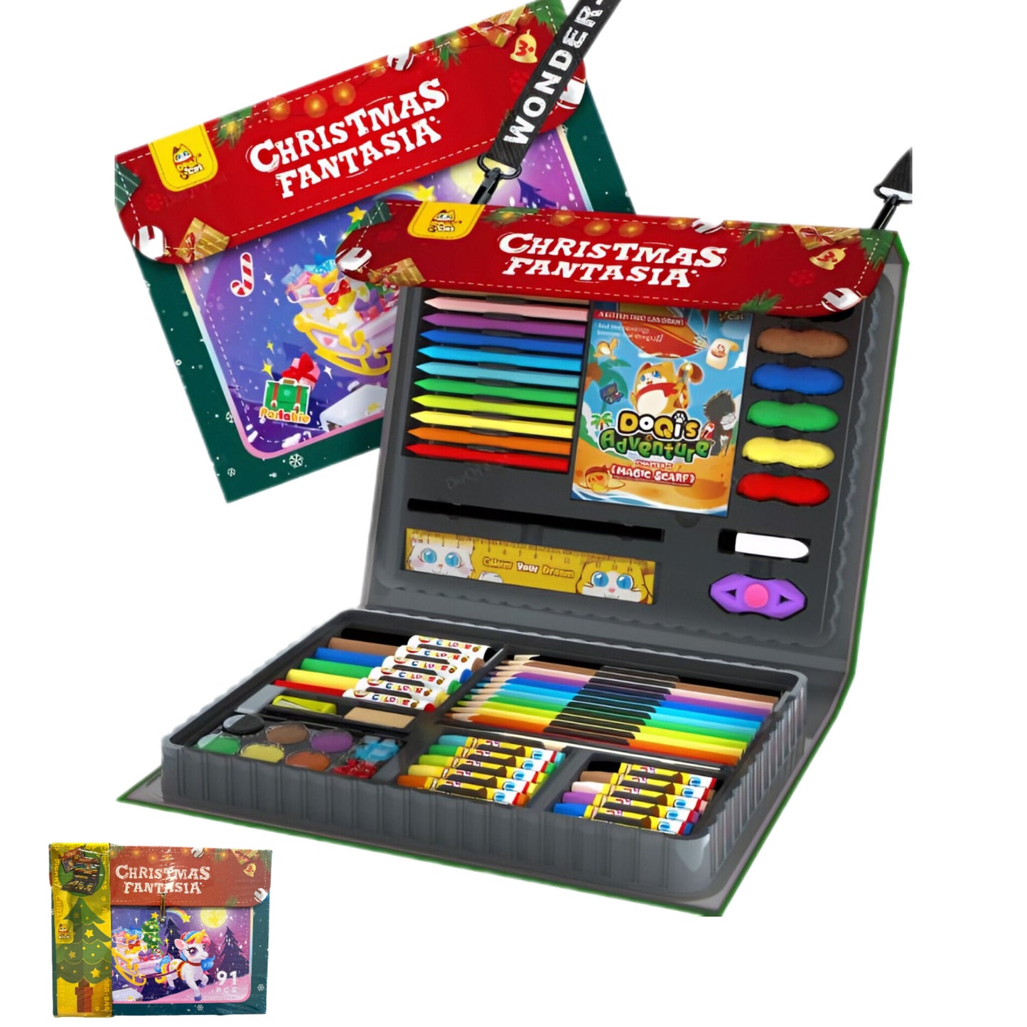 Kit de arte unicornio navideño, 91 pcs