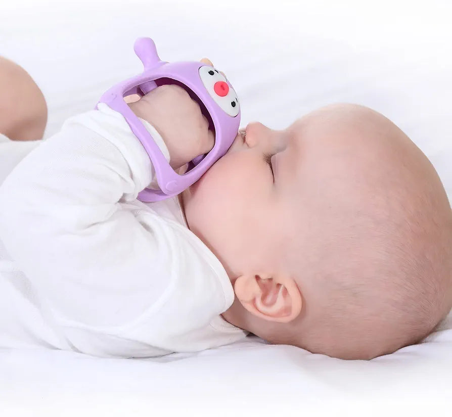 Smily Mia Penguin Buddy Never Drop - Juguetes de dentición de silicona para bebés, 2pcs