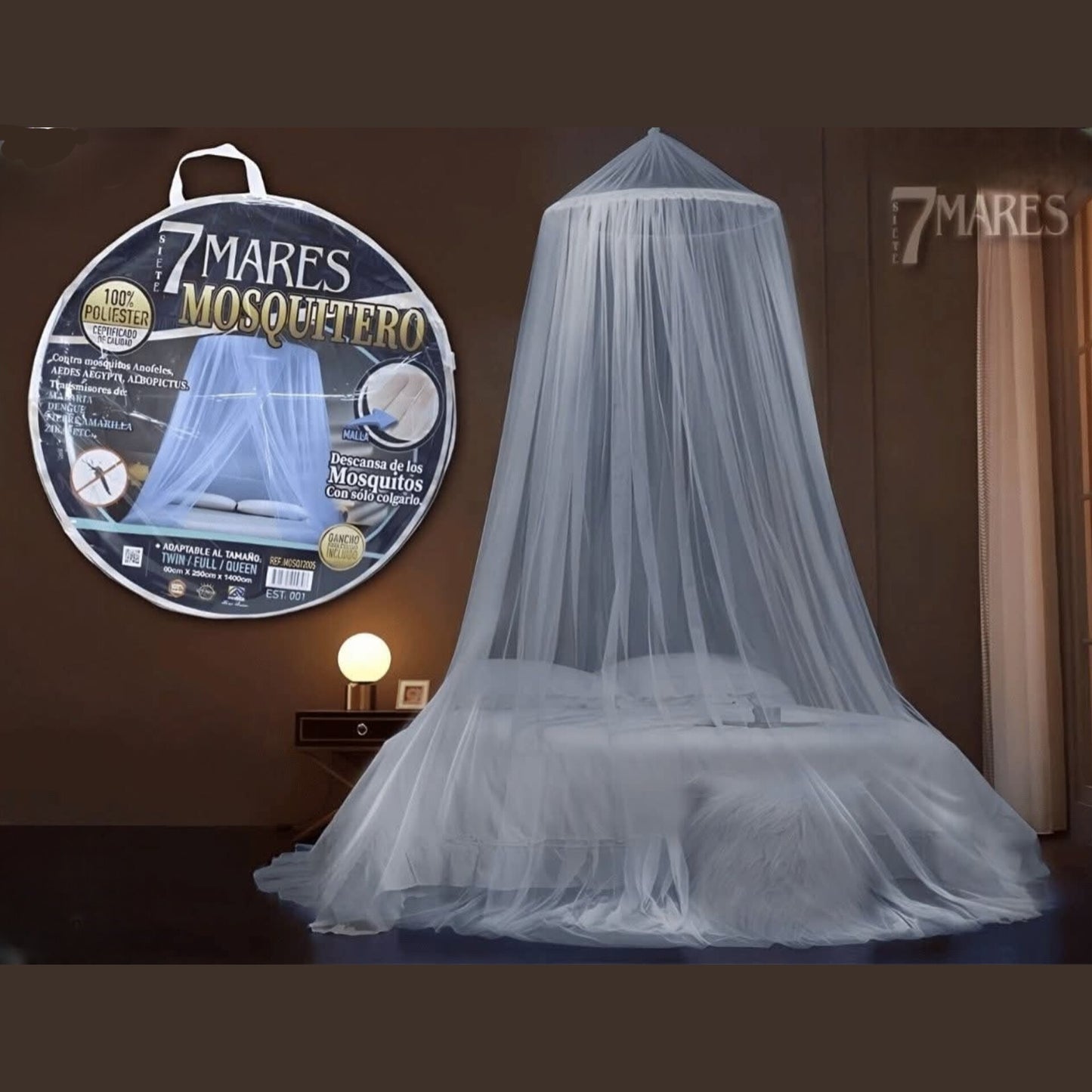 7 mares- Mosquitero para cama, gris