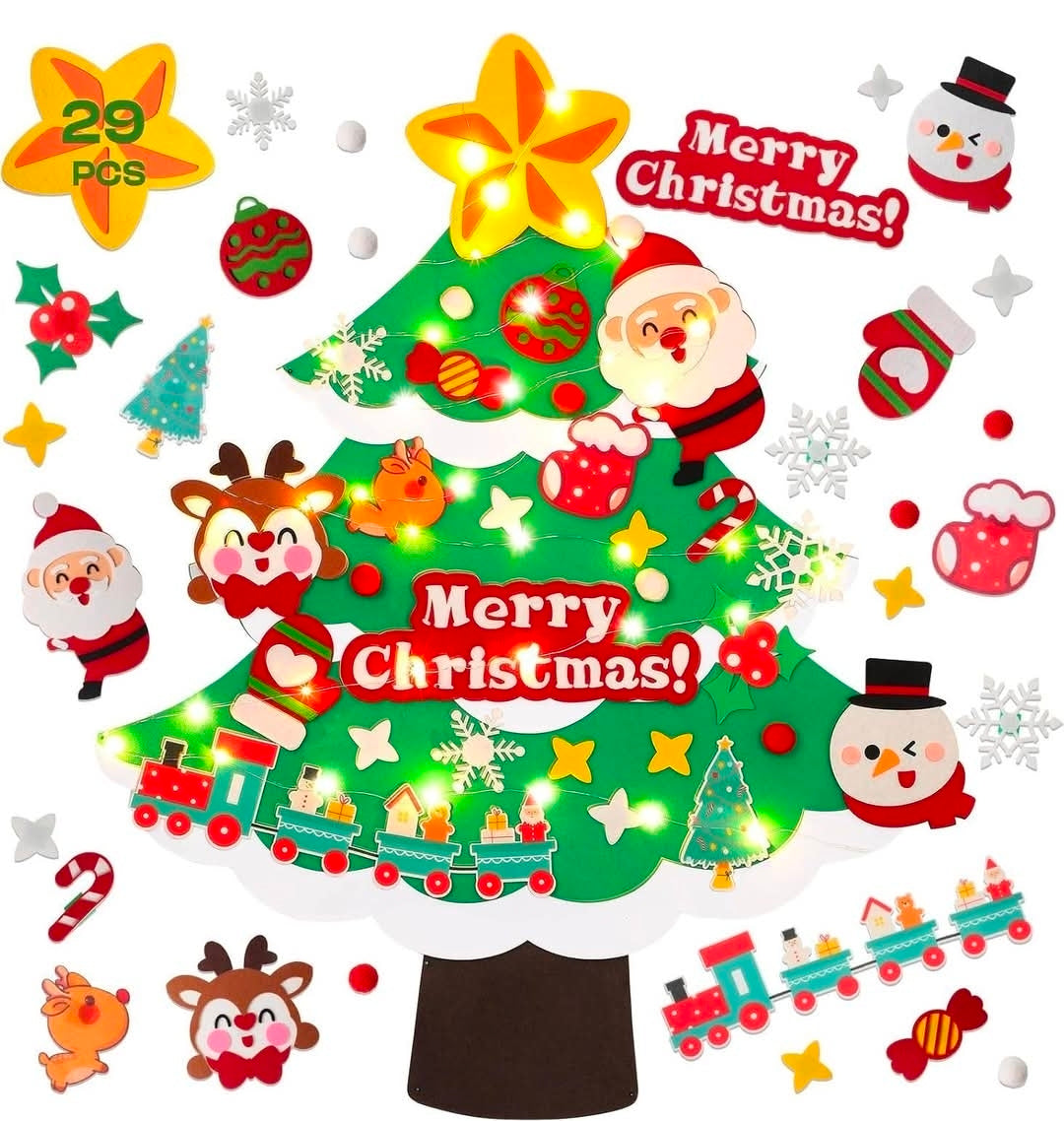 Árbol Navideño De Fieltro Para Pared, 3 pies de alto