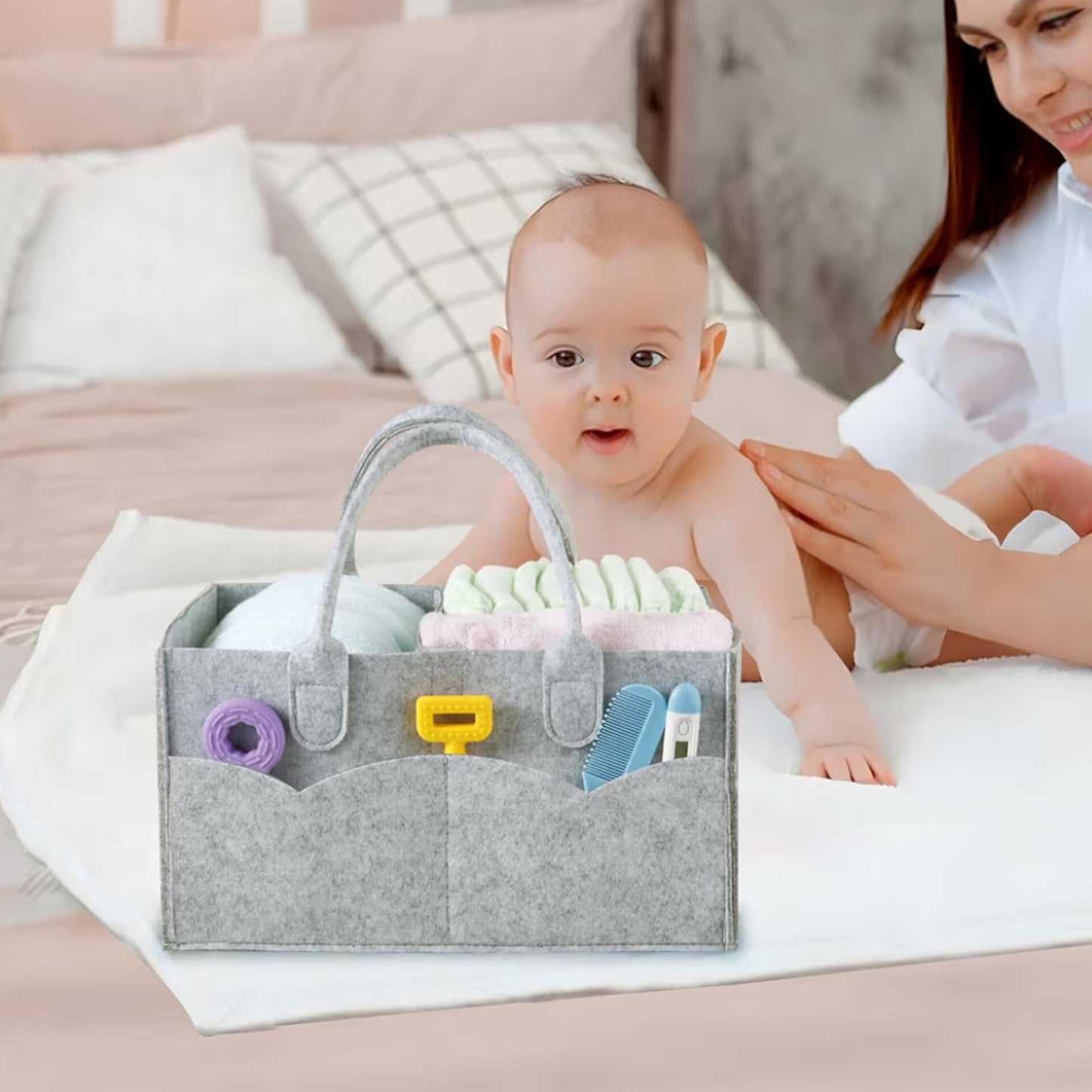 PandaEar- Organizador de pañales para bebé, beige