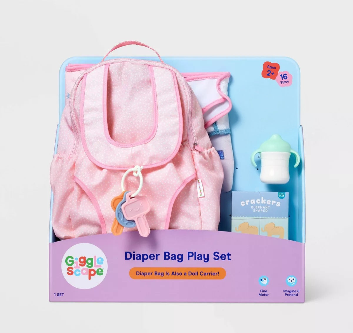 Gigglescape-Juego de bolsa de pañales para muñeca