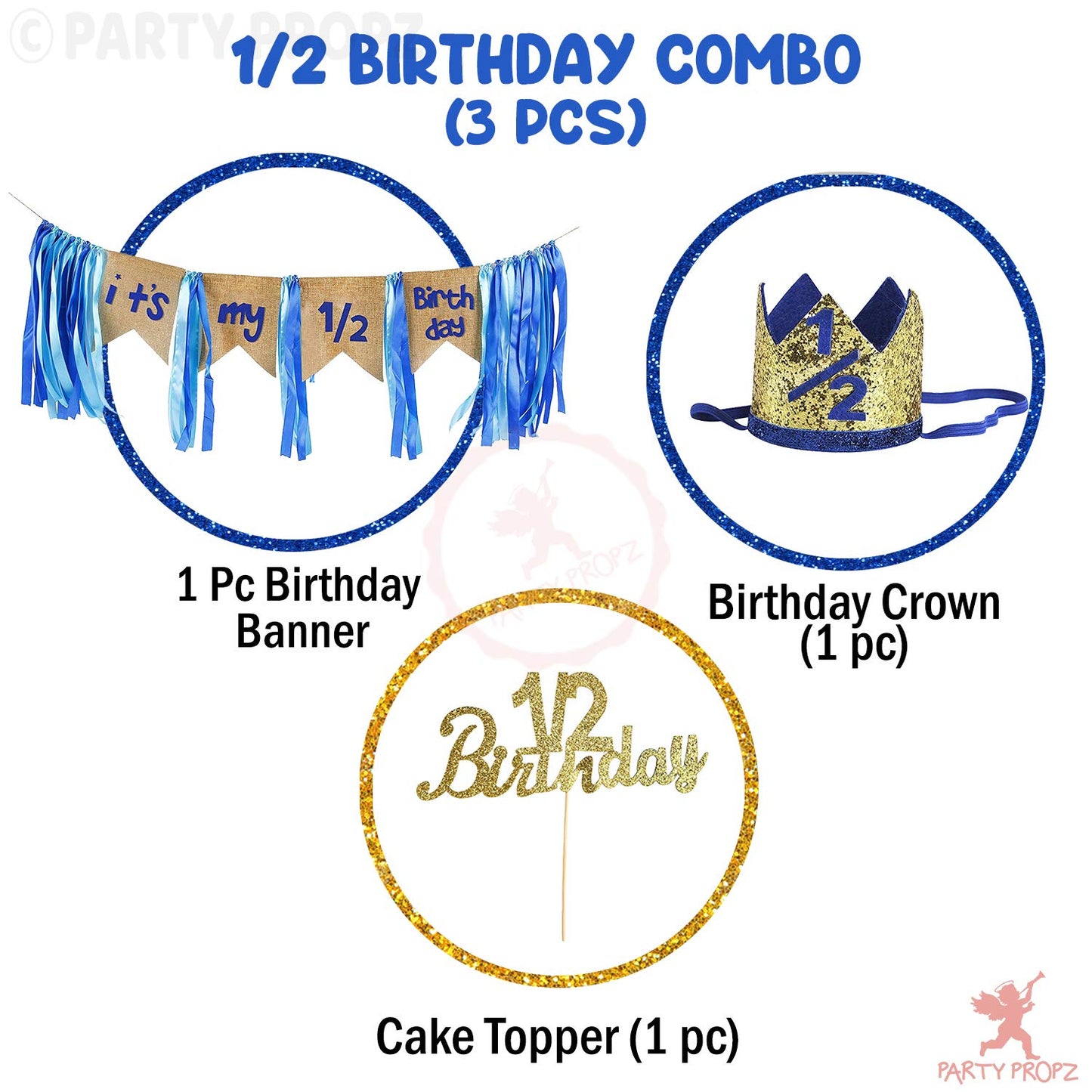 Decoración de medio cumpleaños para bebé - Set de 3 piezas