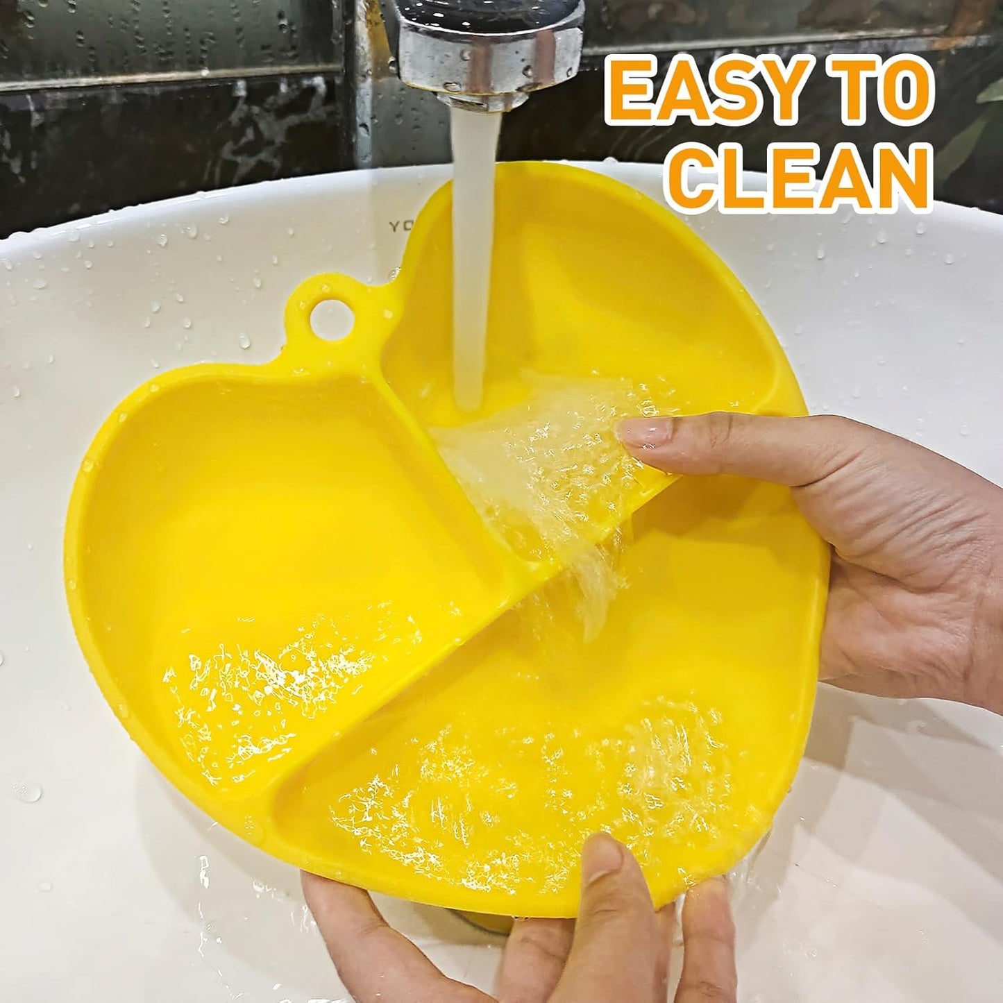 Placa de succión para bebés con tapa, corazón amarillo