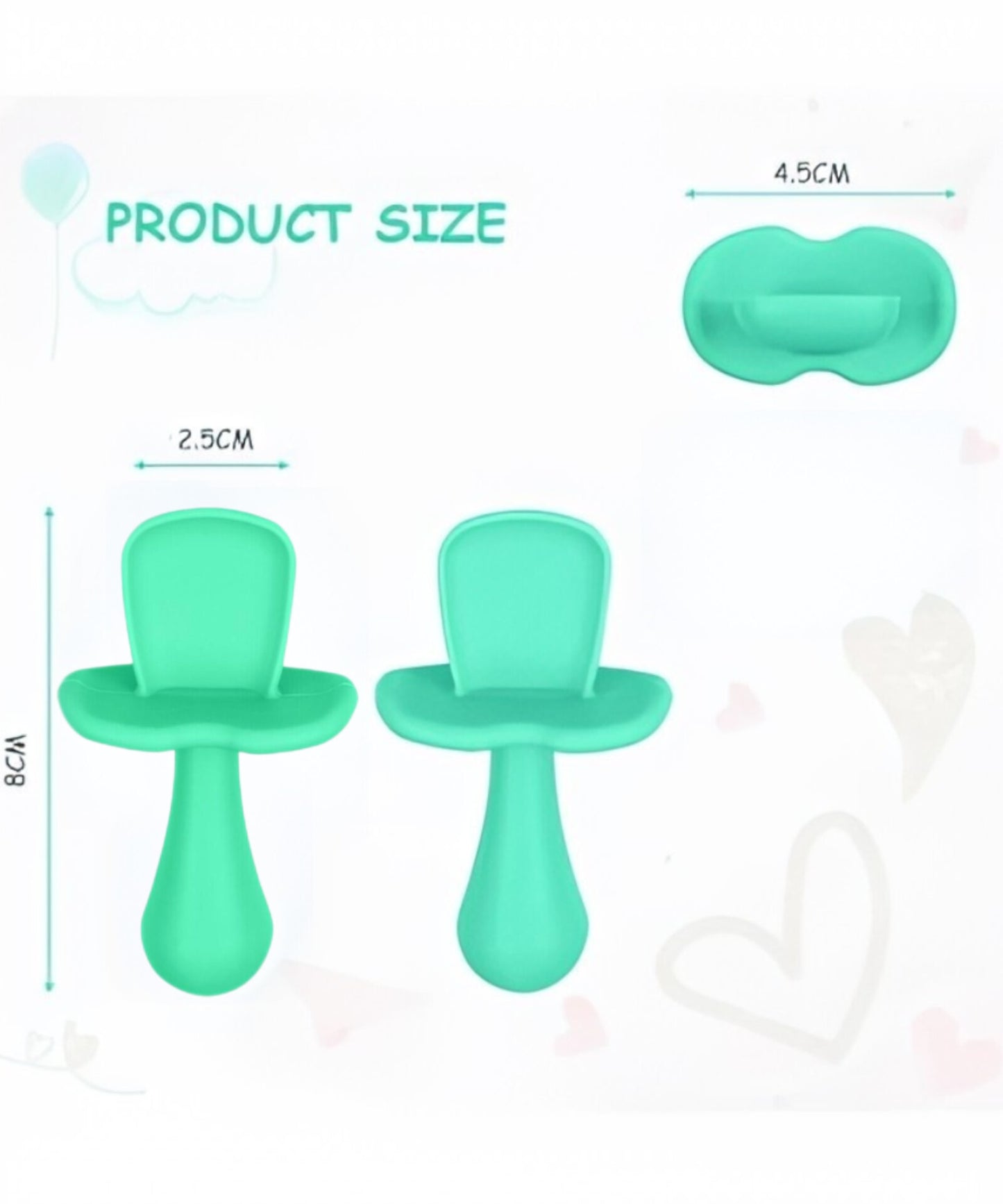 Set de 2 cucharas de silicona libre de BPA, turquesas