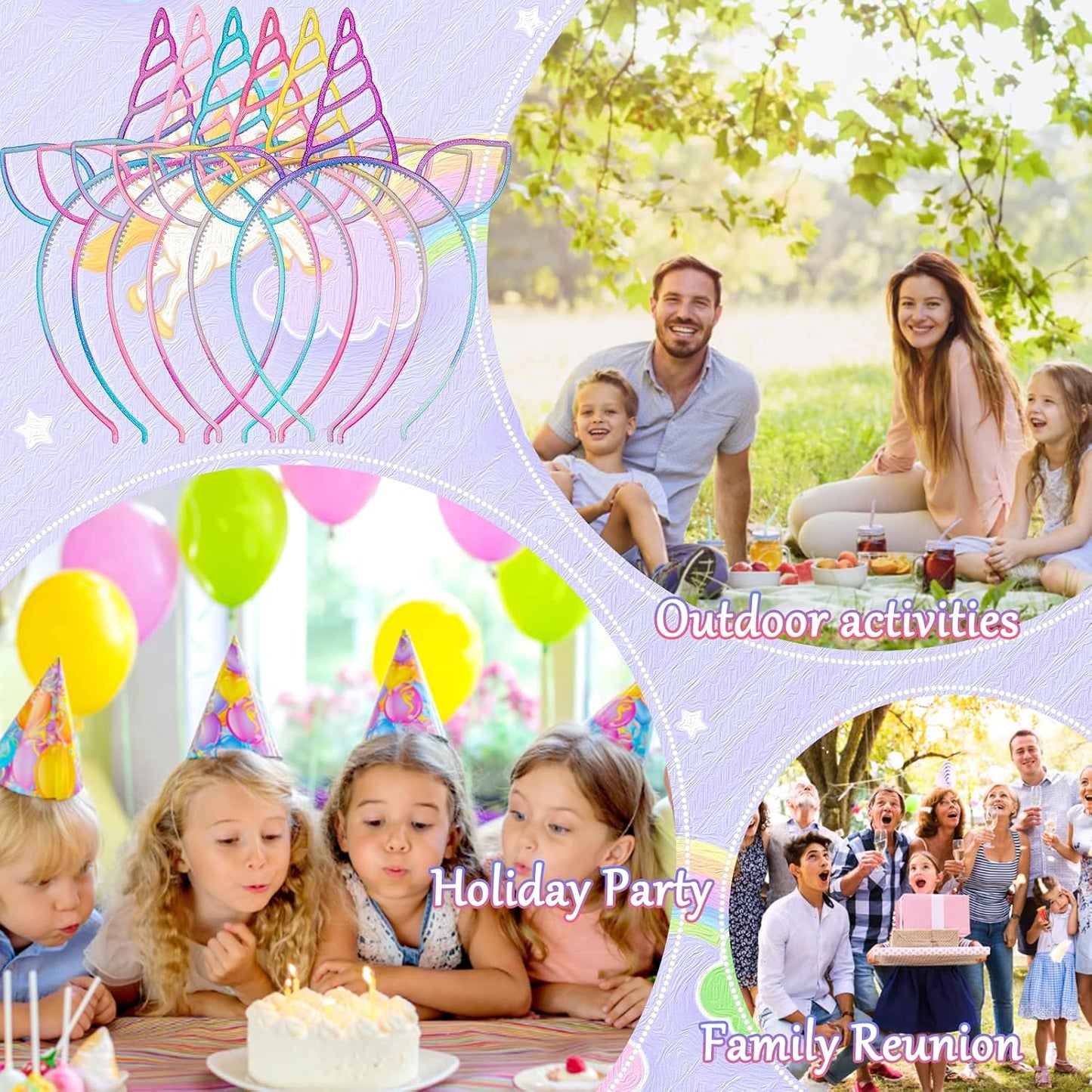 18 diademas de unicornio para fiesta de cumpleaños
