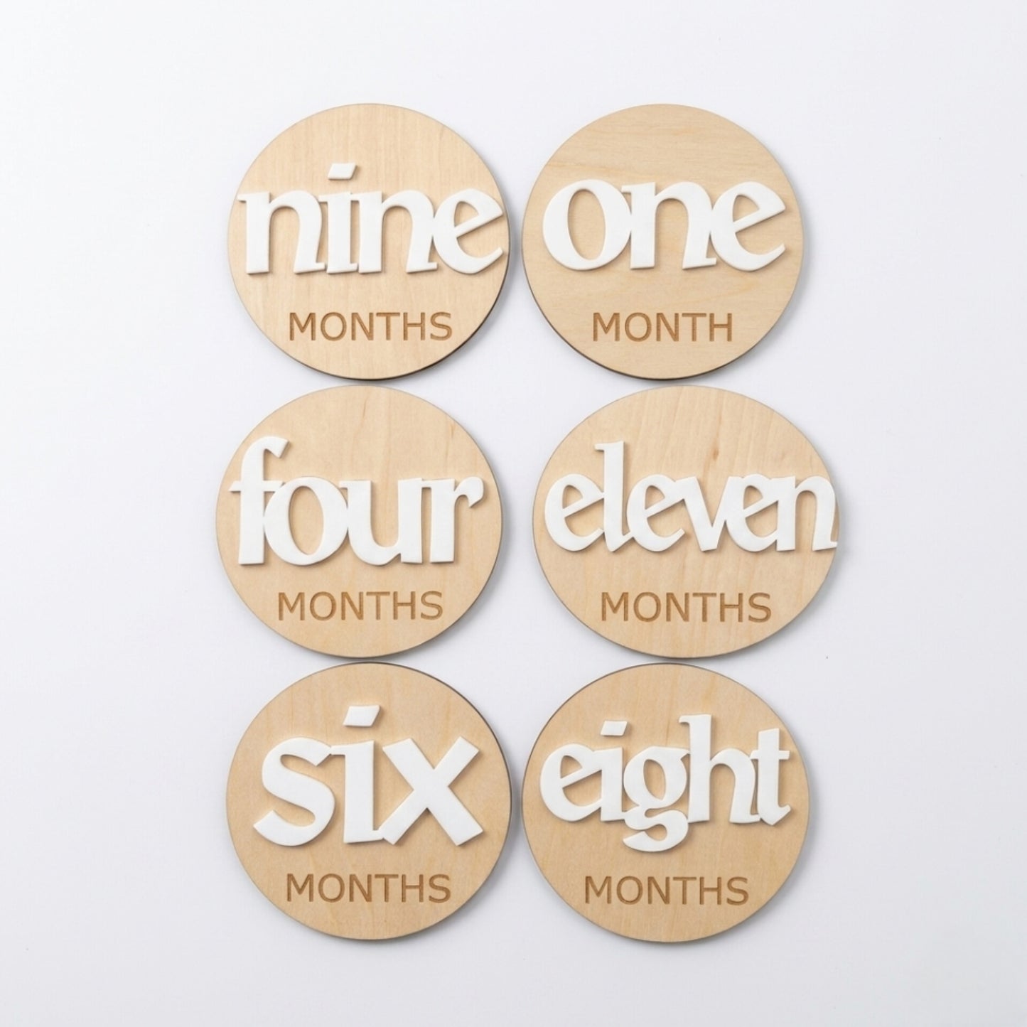 Happy Hut- Letreros de madera del 1-12 meses