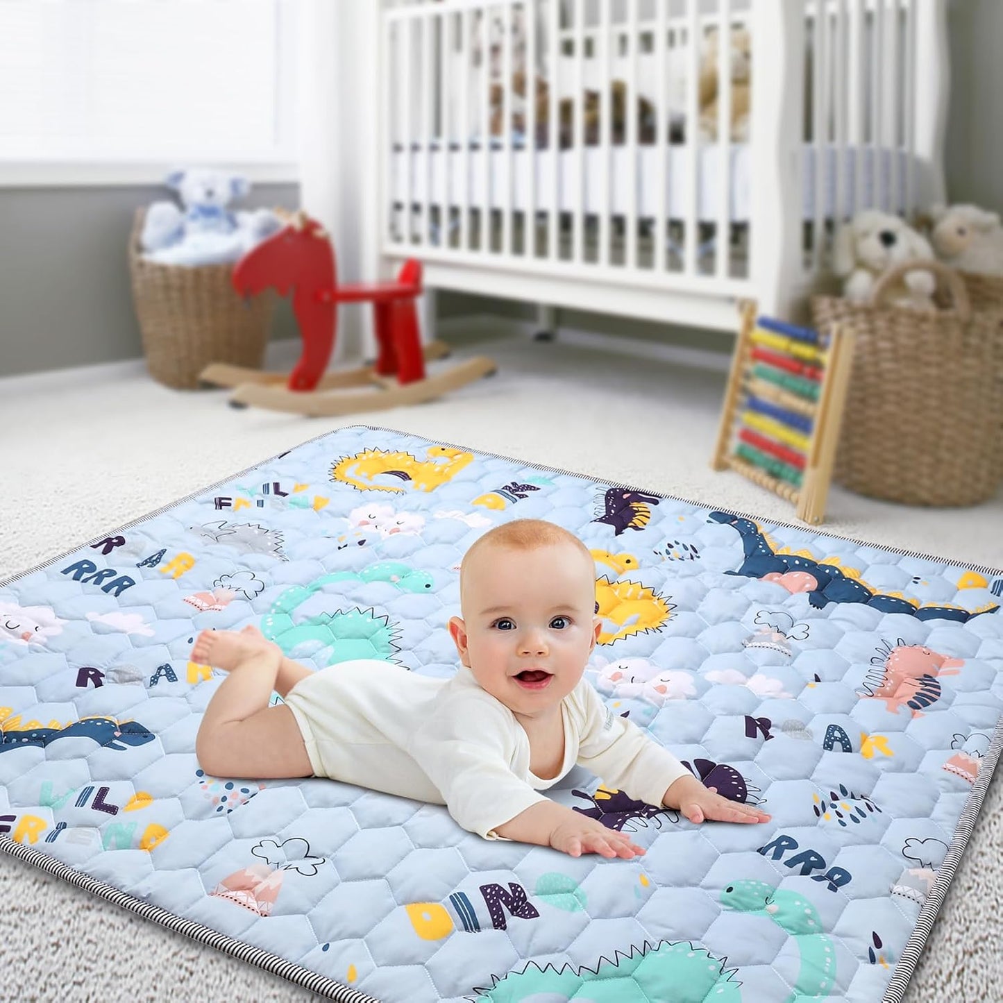 Tapete de juego de 71 x 59 pulgadas, diseño dino