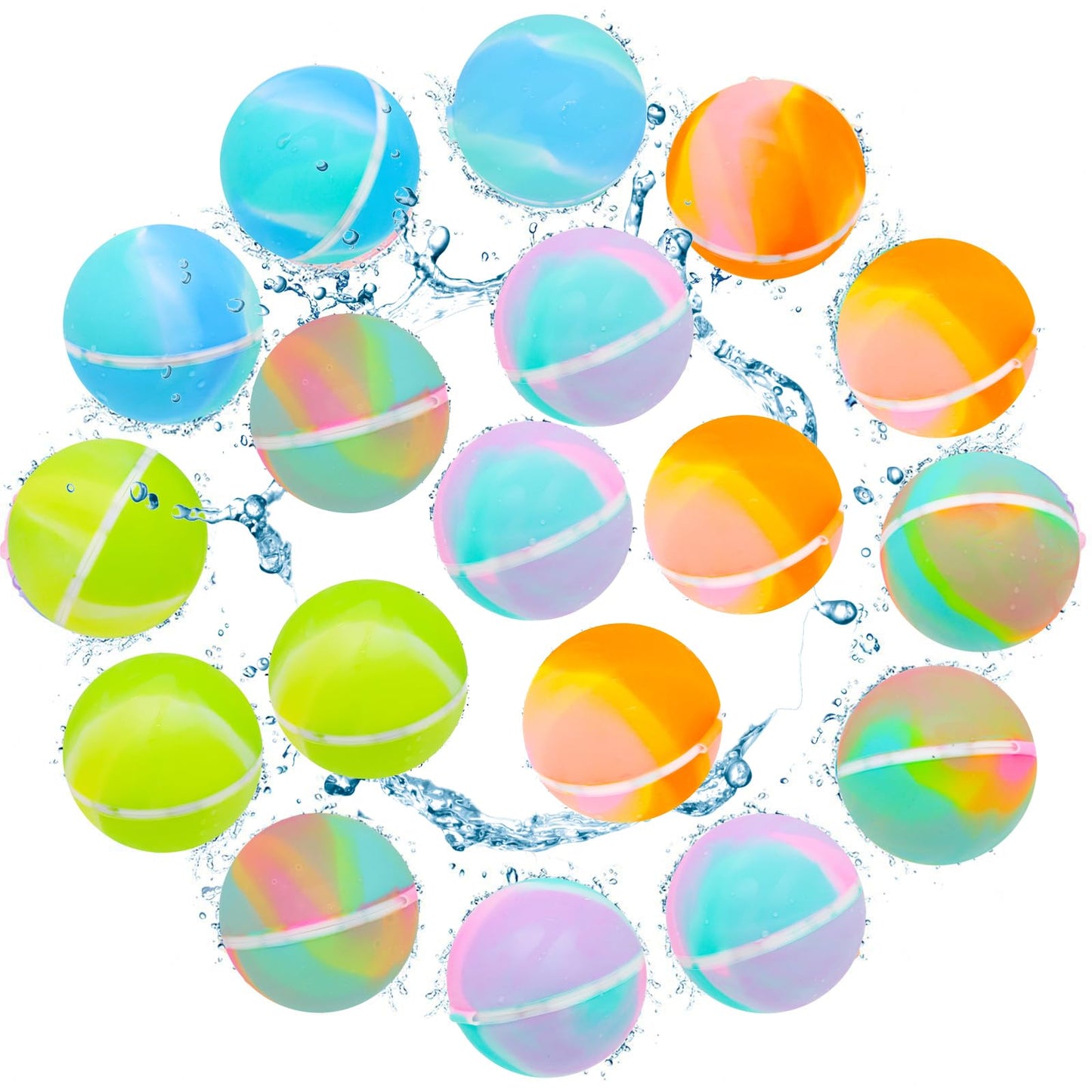Happy water bombs- 36 globos de agua reutilizables con efecto tie-dye