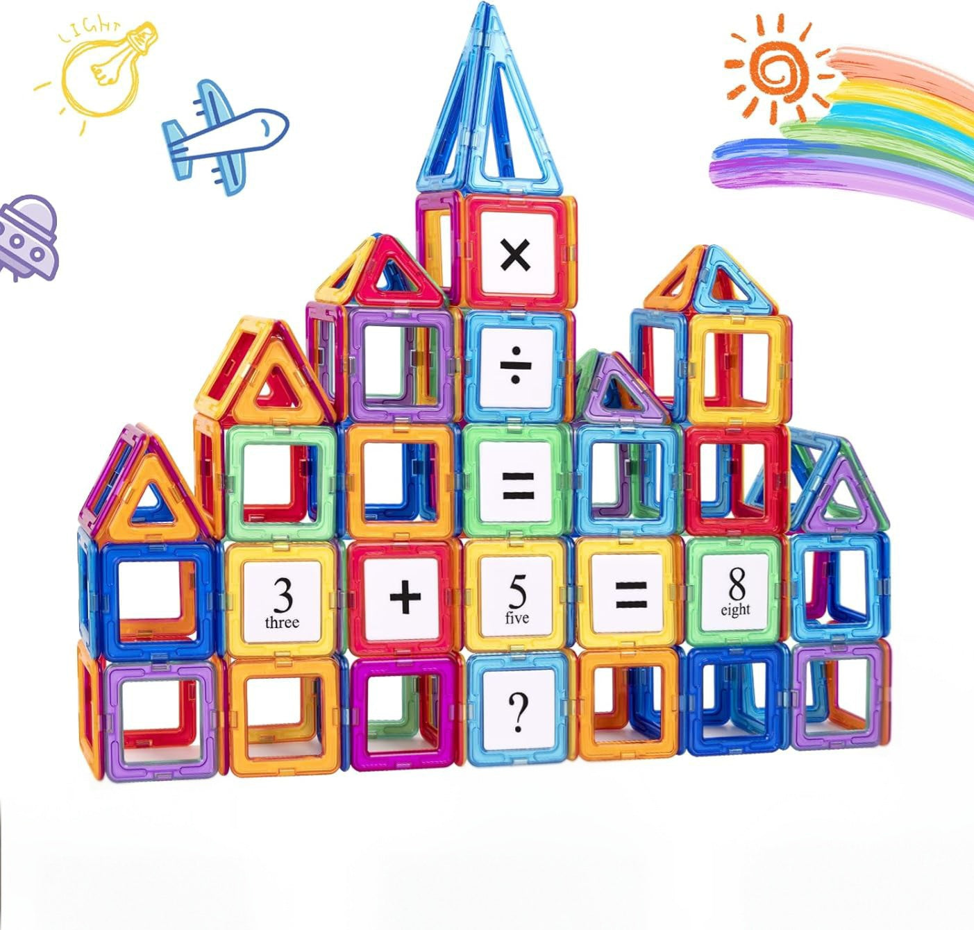 Bloques Magnéticos de construcción para niños con tarjetas, 44 pcs