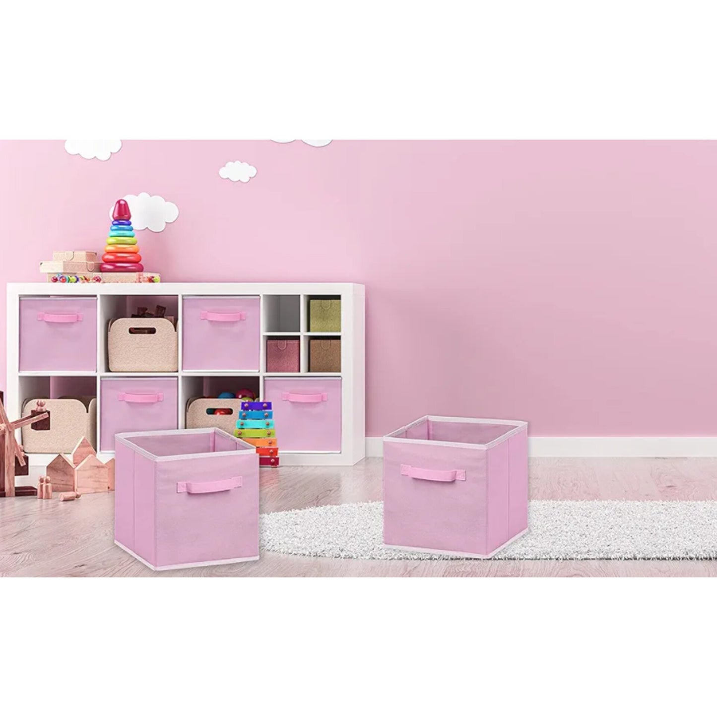 Simple Houseware - Cesta en forma de cubo plegable de almacenamiento, paquete de 6