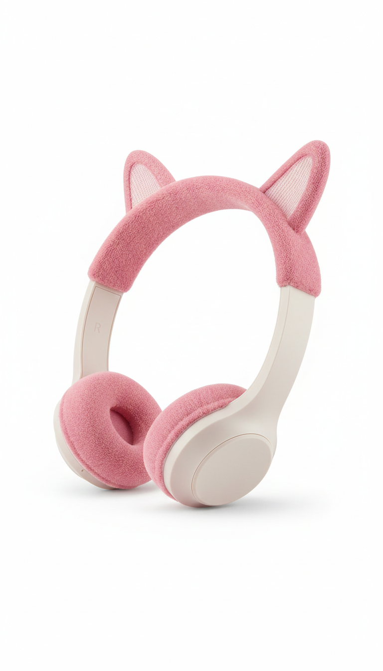 Auriculares wireless de orejas de gato para niños