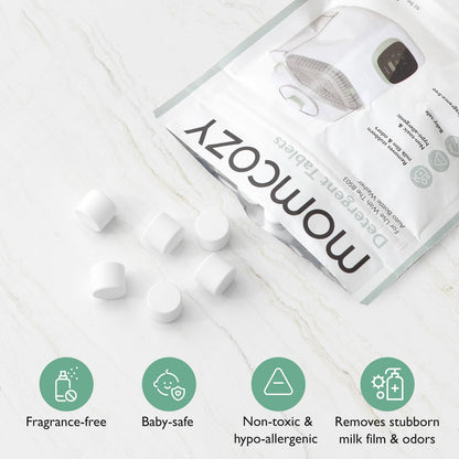 Momcozy Tabletas descalcificadoras oficiales de bloque de lavado oficiales para KleanPal Pro, 120 tabletas