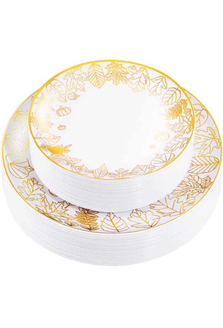 Set de platos plásticos para 30 personas, acción de gracias
