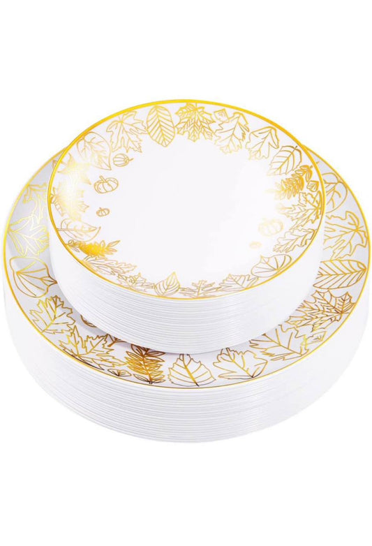Set de platos plásticos para 30 personas, acción de gracias