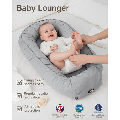 Tumbona para bebé Aciroc ajustable para recién nacidos de 0 a 24 meses, color gris