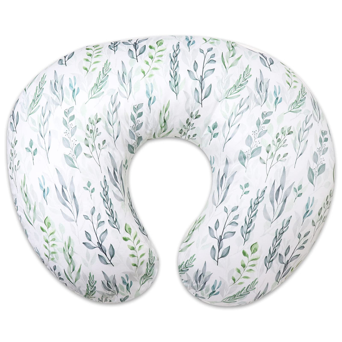 Almohada de lactancia estampado de hojas verdes, algodón muselina