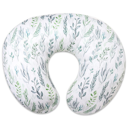 Almohada de lactancia estampado de hojas verdes, algodón muselina