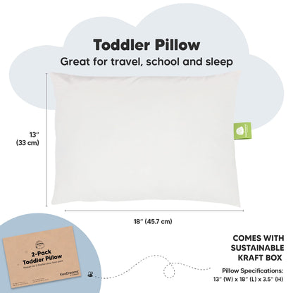 KeaBabies Paquete de 2 almohadas para niños pequeños de 13 x 18 pulgadas