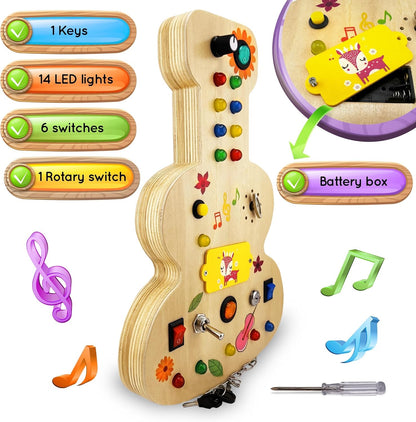 Tablero de actividades musical Montessori de madera para niños pequeños de 3 a 5 años