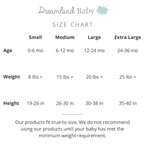 Dreamland Baby - Saco de dormir para bebés de 12-24 meses, con peso suave, 100 % de algodón natural